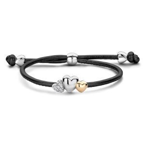 Tirisi Moda Sliding Bracelet Black met Diamant / Geelgoud TM2243BL-2T