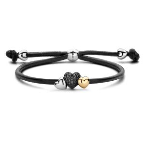 Tirisi Moda Sliding Bracelet Black met Marcasiet / Geelgoud TM2246BL-2T
