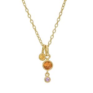 Pixie Dust Gouden Collier met Oranje, Geel & Roze Saffier 76302178