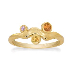 Pixie Dust Gouden Ring met Oranje, Geel & Roze Saffier 76303178