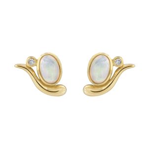 Rabinovich Elegant Opal Gouden Oorknoppen met Witte Opaal & Diamant 80405118