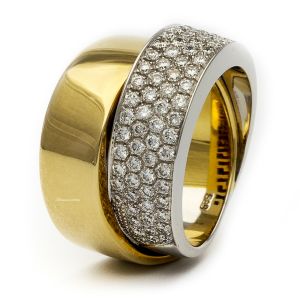 Bouman Collectie 14 Karaats Bi-Color Gouden Ring met Diamant