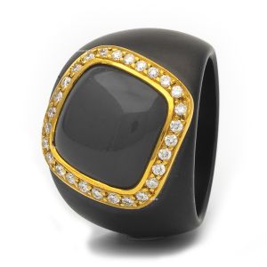Orotech Firenze Keramieken Ring met Maansteen en Diamant