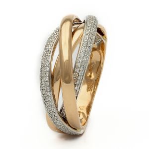 Bouman Collectie 14 Karaats Bi-Color Gouden Ring met Diamant