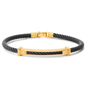 Bouman Collectie Kabel Armband Zwart met 18k Goud