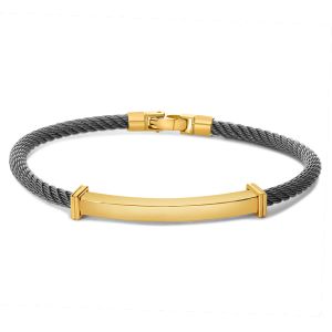 Bouman Collectie Kabel Armband Zwart met 18k Goud
