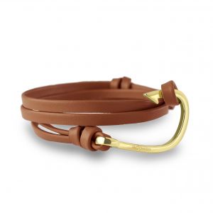 Hook gold - Cognac light brown Leather