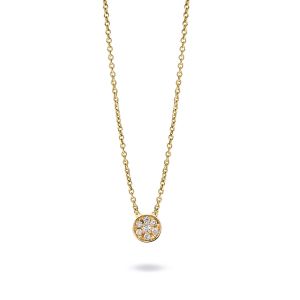 Miss Spring 14 karaats Gouden Collier “Disc met Diamant”