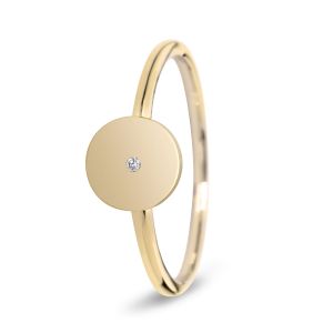 Miss Spring 14 karaats Gouden Ring “Disc met Diamant”