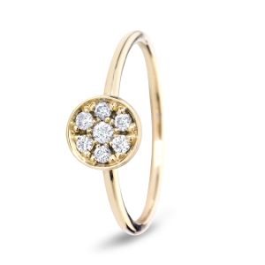 Miss Spring 14 karaats Gouden Ring “Disc met Diamant”