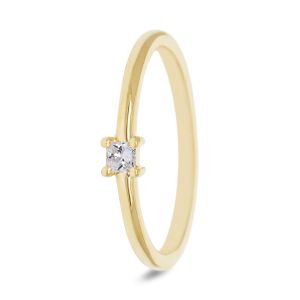 Miss Spring 14 karaats Gouden Ring “Brilliantly Princess met Diamant”