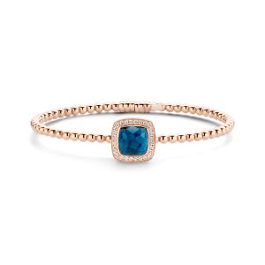 Tirisi Jewelry Milano Tre 18 karaats Roségouden Bangle met London Blue Topaas en Diamant TB2146LBTP