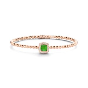 Tirisi Jewelry Milano Tre 18 karaats Rosegouden Bangle met Smaragd en Diamant