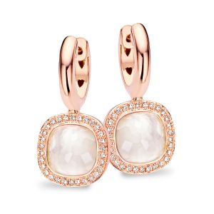 Tirisi Jewelry Milano Due 18 karaats Rosegouden Oorsieraden met Kwarts en Diamant
