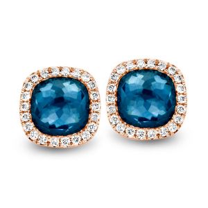 Tirisi Jewelry Milano Sweeties 18 karaats Roségouden Oorsieraden met Diamant en Topaas
