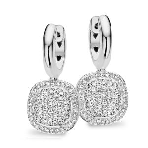 Tirisi Jewelry Milano Due 18 karaats Witgouden Oorsieraden met Diamant