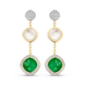 Tirisi Jewelry Milano Due 18 karaats Geelgouden Oorsieraden met Kwarts Smaragd en Diamant TE9288WQ-EM