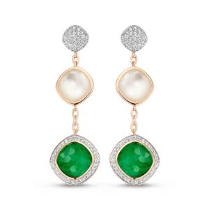 Tirisi Jewelry Milano Due 18 karaats Rosegouden Oorsieraden met Kwarts Smaragd en Diamant