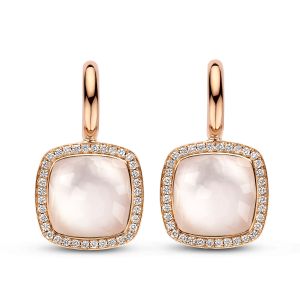 Tirisi Jewelry Milano Due 18 karaats Roségouden Oorsieraden met Kwarts en Diamant TE9313WQP