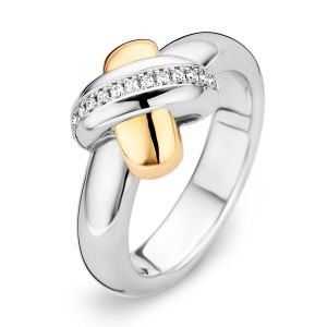 Tirisi Moda Zilveren Ring met 18 karaats Geelgoud en Diamant