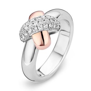 Tirisi Moda Zilveren Ring met 18 karaats Roségoud en Diamant