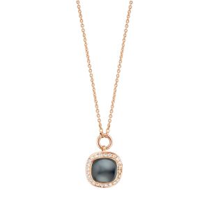 Tirisi Jewelry 18 karaats Roségouden Collier met Hematiet en Diamant