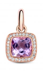Tirisi Jewelry Milano 18 karaats Roségouden Hanger met Amethist en Diamant