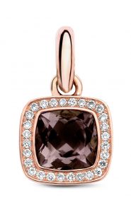 Tirisi Jewelry Milano 18 karaats Roségouden Hanger met Bruine Kwarts en Diamant