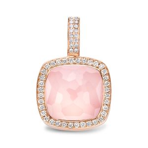 Tirisi Jewelry Milano Due 18 karaats Rosegouden Hanger met Rozenwarts en Diamant 
