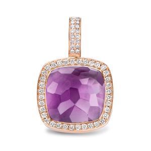 Tirisi Jewelry Milano Due 18 karaats Rosegouden Hanger met Amethist en Diamant