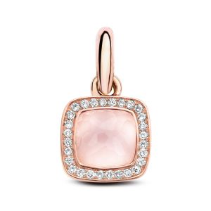 Tirisi Jewelry Milano Due 18 karaats Roségouden Hanger met Rozenwarts en Diamant TP9136-1PQP