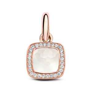 Tirisi Jewelry Milano Due 18 karaats Rosegouden Hanger met Kwarts en Diamant