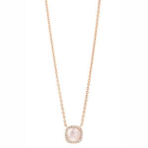 Tirisi Jewelry Milano Sweeties 18 Karaats Roségouden Collier Diamant en Kwarts Parelmoer TP9152WQP