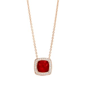 Tirisi Jewelry Milano Tre 18 karaats Rosegouden Collier met Robijn en Diamant