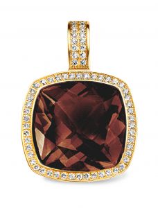 Tirisi Jewelry Milano 18 karaats Geelgouden Hanger met Kwarts en Diamant