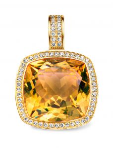 Tirisi Jewelry Milano 18 karaats Geelgouden Hanger met Citrien en Diamant
