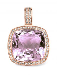 Tirisi Jewelry Milano 18 karaats Roségouden Hanger met Amethist en Diamant