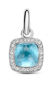 Tirisi Jewelry Milano Due 18 karaats Witgouden Bedelhanger met Topaas en Diamant