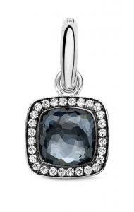 Tirisi Jewelry Milano Due voor Tirisi Moda 18 karaats Witgouden Bedelhanger met Hematiet en Diamant