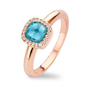Tirisi Jewelry 18 karaats Milano Sweeties Roségouden Ring met Apatiet Triplet en Diamant