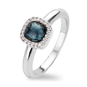 Tirisi Jewelry Milano Sweeties 18 karaats Witgouden Ring met Hematiet en Diamant
