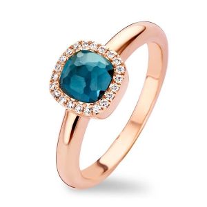 Tirisi Jewelry Milano Sweeties 18 karaats Roségouden Ring met Topaas en Diamant