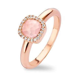 Tirisi Jewelry Milano Sweeties 18 karaats Roségouden Ring met Rozenkwarts en Diamant