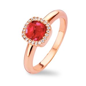 Tirisi Jewelry 18 Karaats Milano Sweeties Roségouden Ring met Diamant en Robijn Doublet