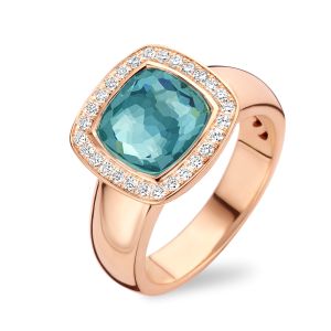 Tirisi Jewelry Milano Tre 18 karaats Roségouden Ring met Apatiet en Diamant