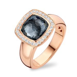 Tirisi Jewelry Milano Tre 18 karaats Roségouden Ring met Hematiet en Diamant