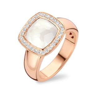 Tirisi Jewelry Milano Tre 18 karaats Roségouden Ring met Kwarts en Diamant